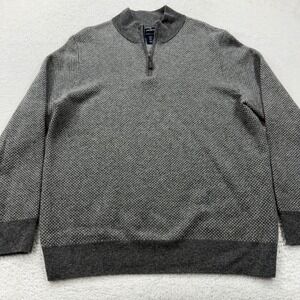 DANIEL HECHTER Paris Mens Quarter Zip Sweater 100% 2 Ply Cashmere Gray XL